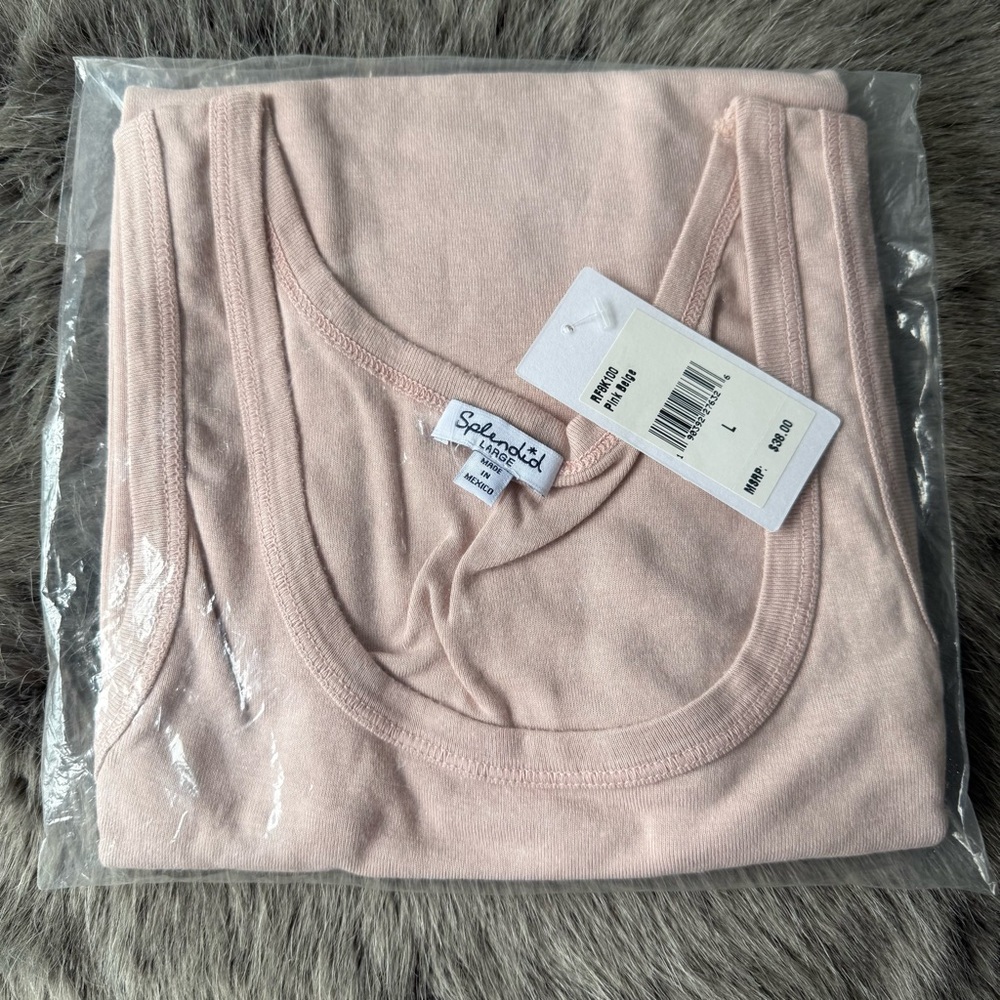 Splendid Classic Tank in Pink Beige Sz Large